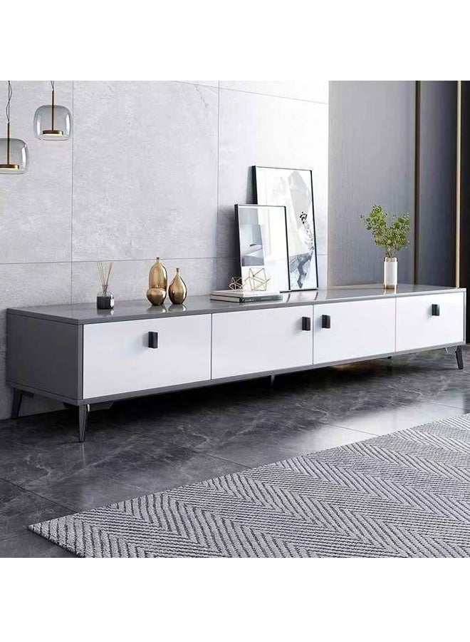 فاشون هوم رف تلفاز بتصميم عصري بسيط متعدد الأغراض مع خزائن باب كبيرة السعة، رف تخزين مفتوح، خزانة أرضية منزلية، شقة صغيرة، غرفة نوم، طاولة عرض خشبية على الطراز النوردي، 160 × 30 × 40 سم - Image 4