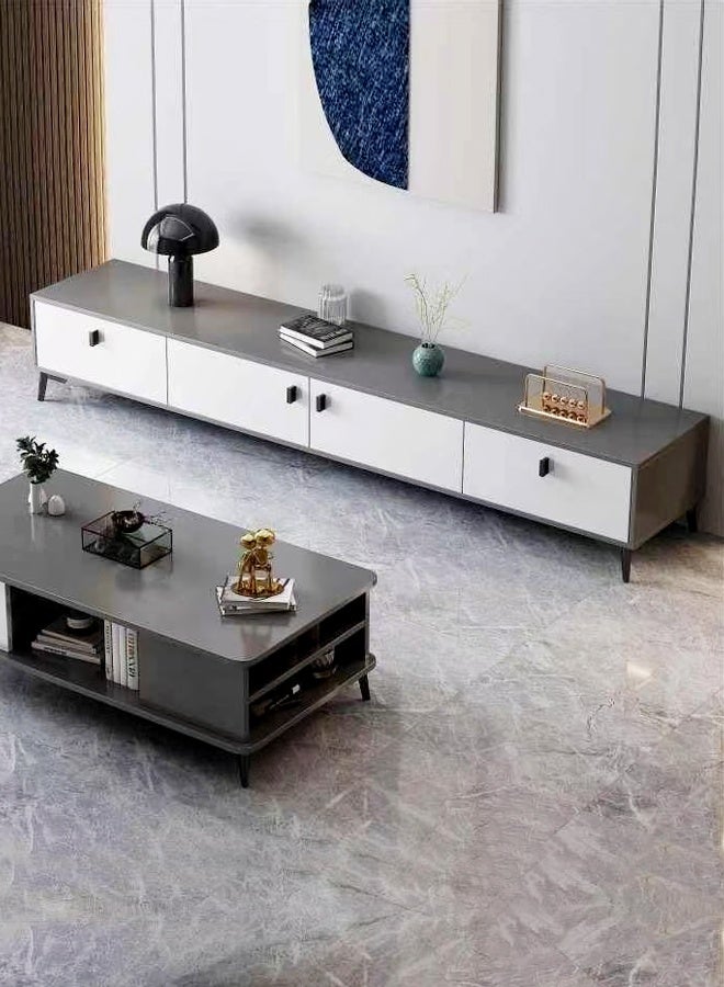 فاشون هوم رف تلفاز بتصميم عصري بسيط متعدد الأغراض مع خزائن باب كبيرة السعة، رف تخزين مفتوح، خزانة أرضية منزلية، شقة صغيرة، غرفة نوم، طاولة عرض خشبية على الطراز النوردي، 160 × 30 × 40 سم - Image 5