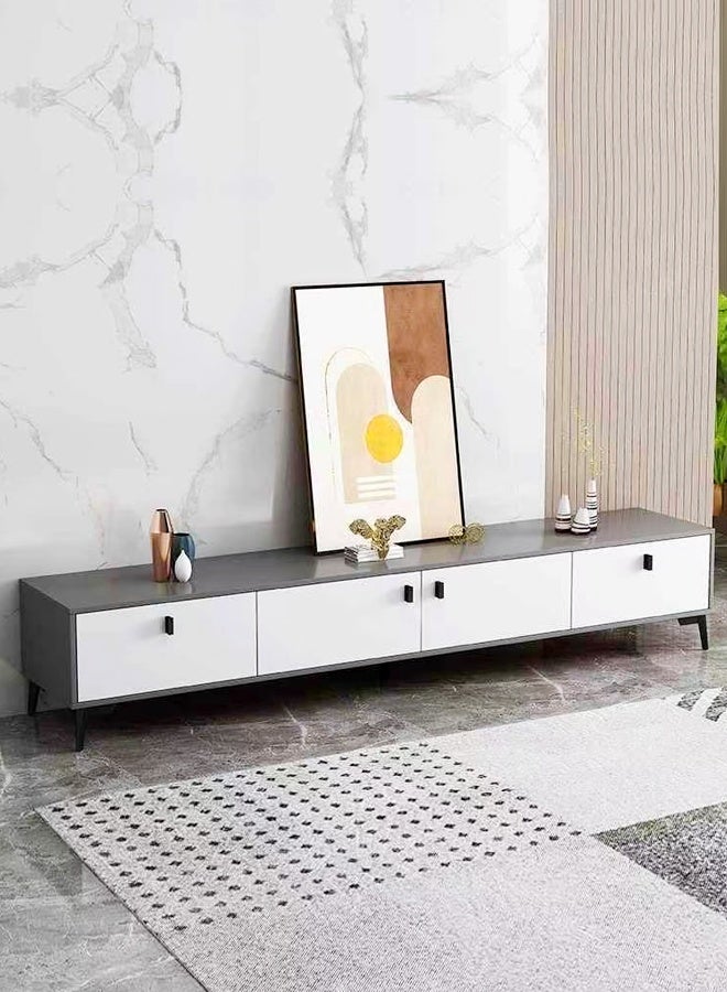 فاشون هوم رف تلفاز بتصميم عصري بسيط متعدد الأغراض مع خزائن باب كبيرة السعة، رف تخزين مفتوح، خزانة أرضية منزلية، شقة صغيرة، غرفة نوم، طاولة عرض خشبية على الطراز النوردي، 160 × 30 × 40 سم - Image 3