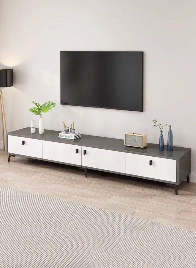 فاشون هوم رف تلفاز بتصميم عصري بسيط متعدد الأغراض مع خزائن باب كبيرة السعة، رف تخزين مفتوح، خزانة أرضية منزلية، شقة صغيرة، غرفة نوم، طاولة عرض خشبية على الطراز النوردي، 160 × 30 × 40 سم - Image 1