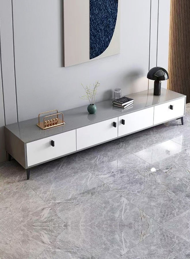 فاشون هوم رف تلفاز بتصميم عصري بسيط متعدد الأغراض مع خزائن باب كبيرة السعة، رف تخزين مفتوح، خزانة أرضية منزلية، شقة صغيرة، غرفة نوم، طاولة عرض خشبية على الطراز النوردي، 160 × 30 × 40 سم - Image 2