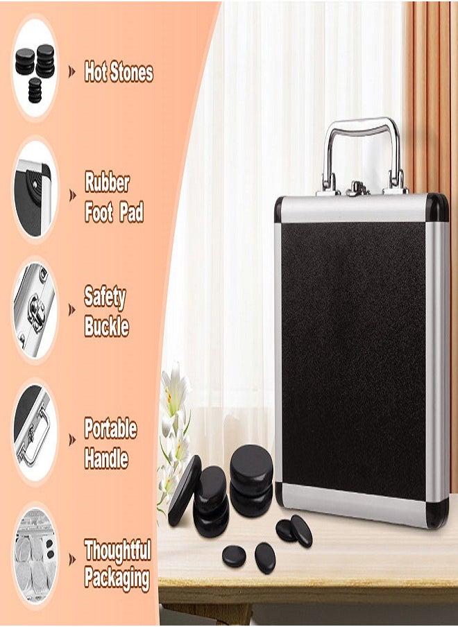 Generic Hot Stones Massage Set with Warmer 9Pcs Hot Stones Massage Set with Heater Portable Hot Rocks Basalt Massage Stones Set with Warmer Kit for Home Spa Warming Therapy Relax  - Image 3