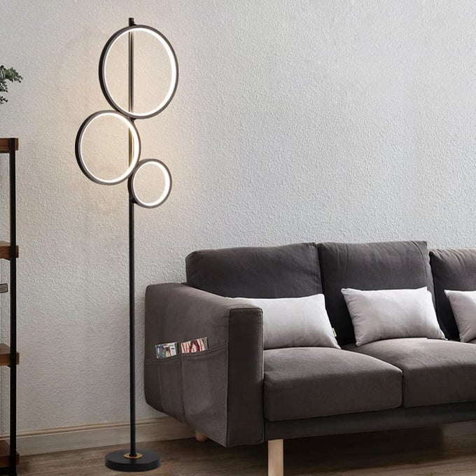 LED 3 RINGS BLACK FLOOR STANDING LAMP LIVING ROOM LIGHT FOR HOME LIGHTING STANDING LAMP WARM WHITE
