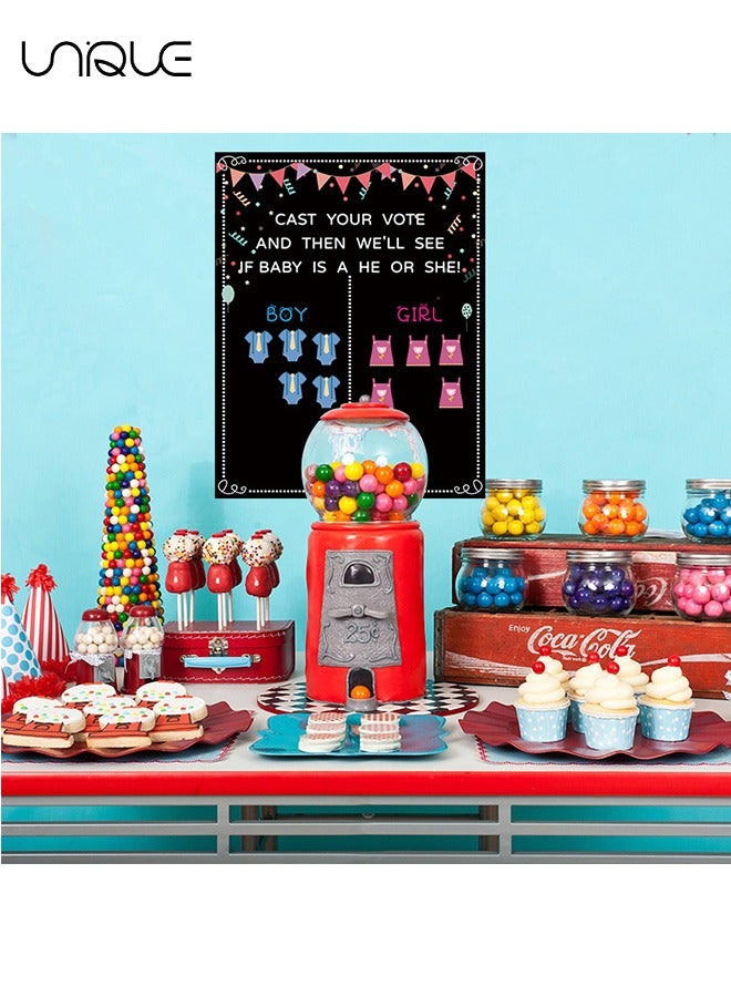 Baby Gender Reveal Board, Party Supplies Kit With Decorative Games Gender Reveal Poll Poster Board With Stickers, Chalkboard Design Party Game Kit (54 in total, each with 9 stickers)