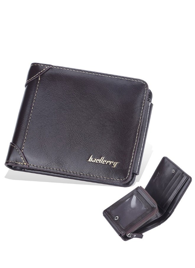 baellerry Men Wallet Tri-fold Wallet Leather Card Holder with 11 Card Slots Coin 