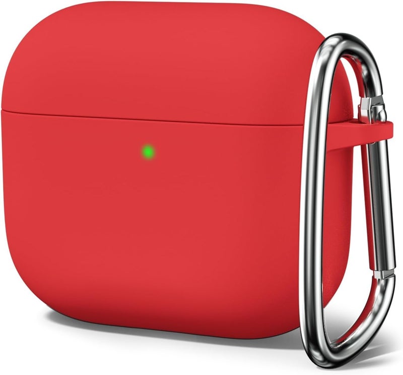 Meyaar for Apple AirPods 4 ​​​​​​​Case Cover with Keychain, Soft Skin Silicone Case Cover, Full Protective Case Cover Compatible with Apple AirPods 4 Case 2024 (Red) - Image 1