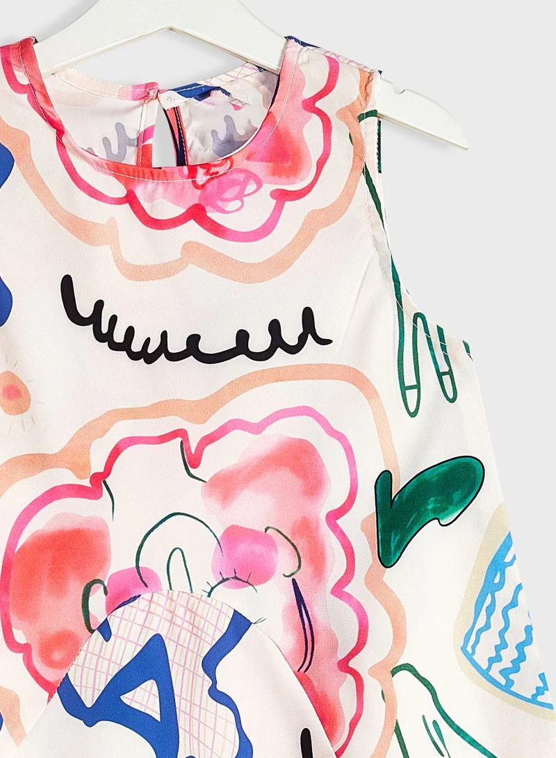 Pinata Girls Doodle Prints Sleevess Dress
