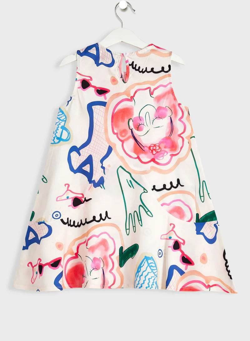 Pinata Girls Doodle Prints Sleevess Dress