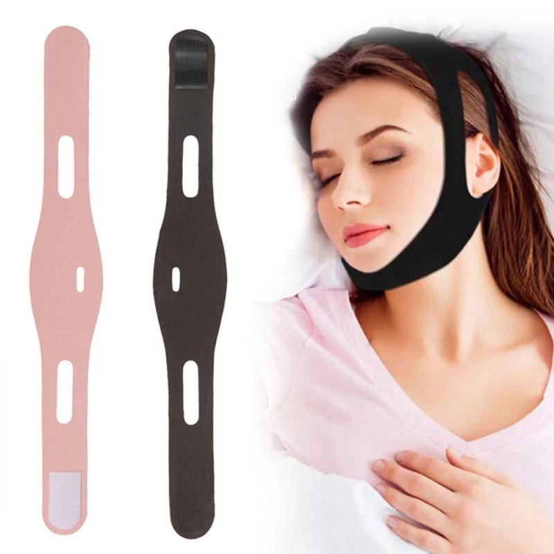 Generic Anti-Snoring Chin Strap Breathable Sleep Aid Black 