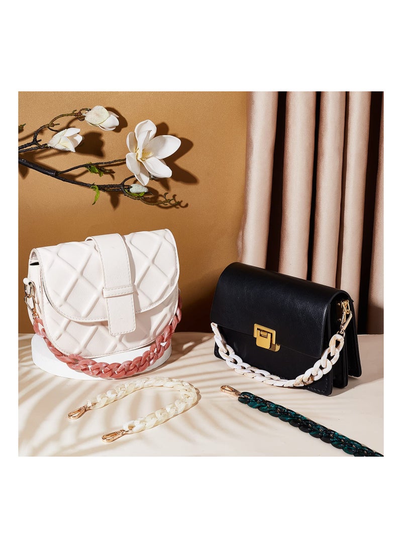 Zikra Acrylic Handbag Strap Chain,4 Colors Long Acrylic Fishbone Chain Purse Decoration Chain Strap with Light Gold Alloy Swivel Clasp Handle Strap Replacement for Crossbody Shoulder Bag Handbag Decorations - Image 3