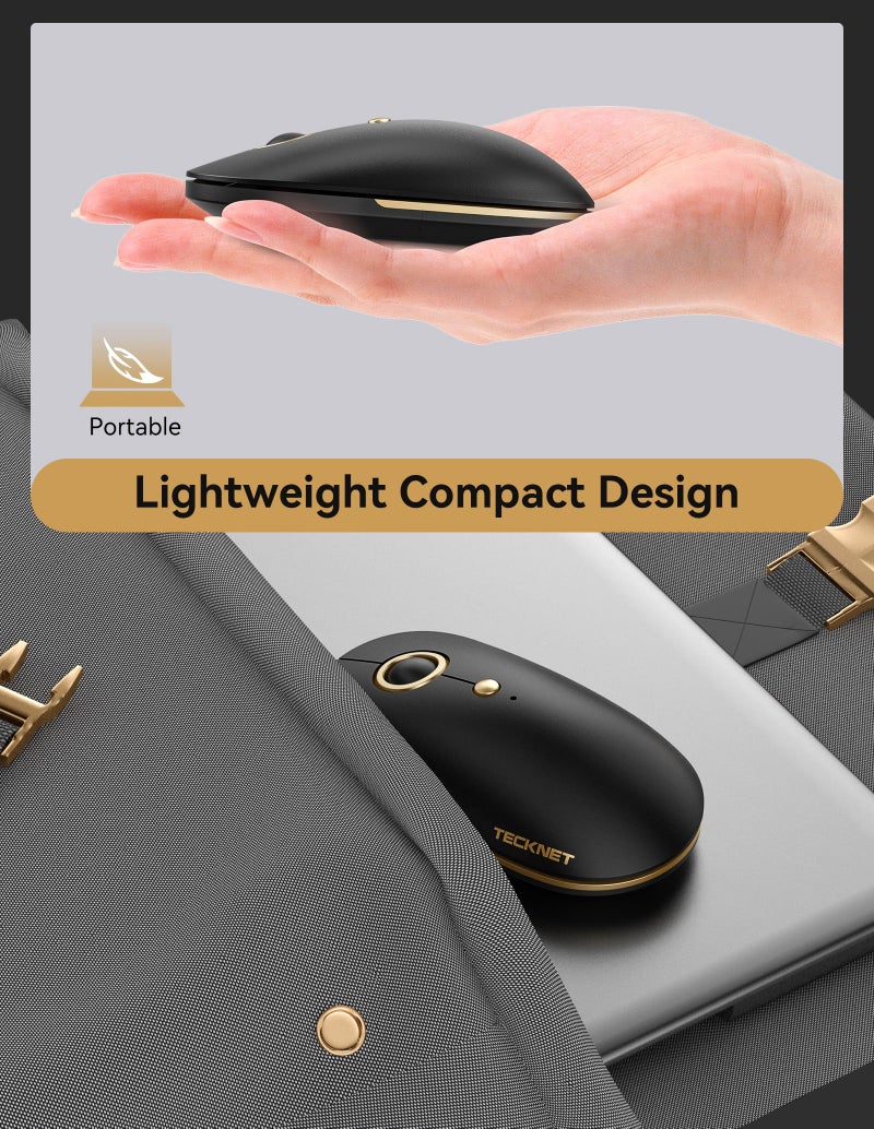 TECKNET Computer Mouse, 2.4Ghz Silent USB-A Wireless Mouse, 4800 DPI Ambidextrous Quiet Click for Travel, Slim Portable Wireless Mice Compatible with PC Laptop - Image 3