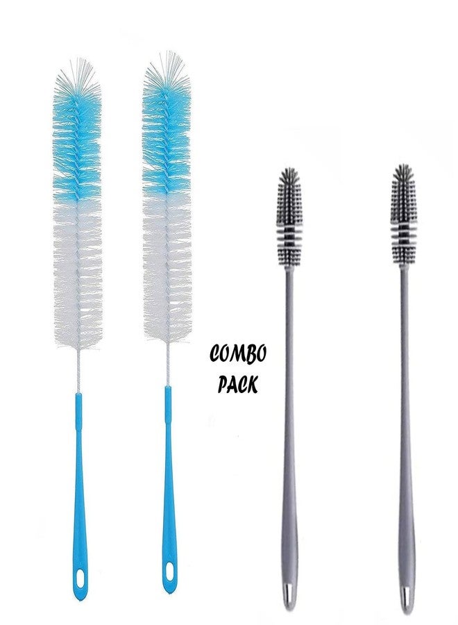 VASH Girlyz Attire Bottle Brush,Bottle Cleaning Brush,Cleaner For Hydro Flask,Glassware,Vacuum Sports Bottle Vases,Water Bottle Cleaner Brushes (Combo Pack Of 1 Nylon&1 Silicone Brush),Multicolored - Image 2