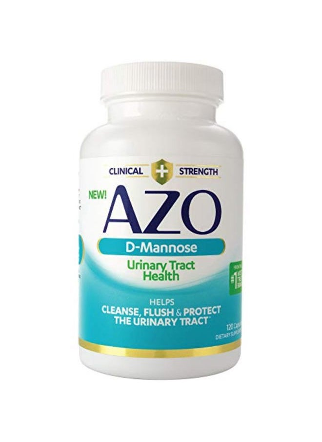 AZO D Mannose Urinary Tract Health, Cleanse, Flush & Protect The Urinary Tract, No.1 Pharmacist Recommended Brand, Clinical Strength, Non-GMO, 120 Count  - Image 1