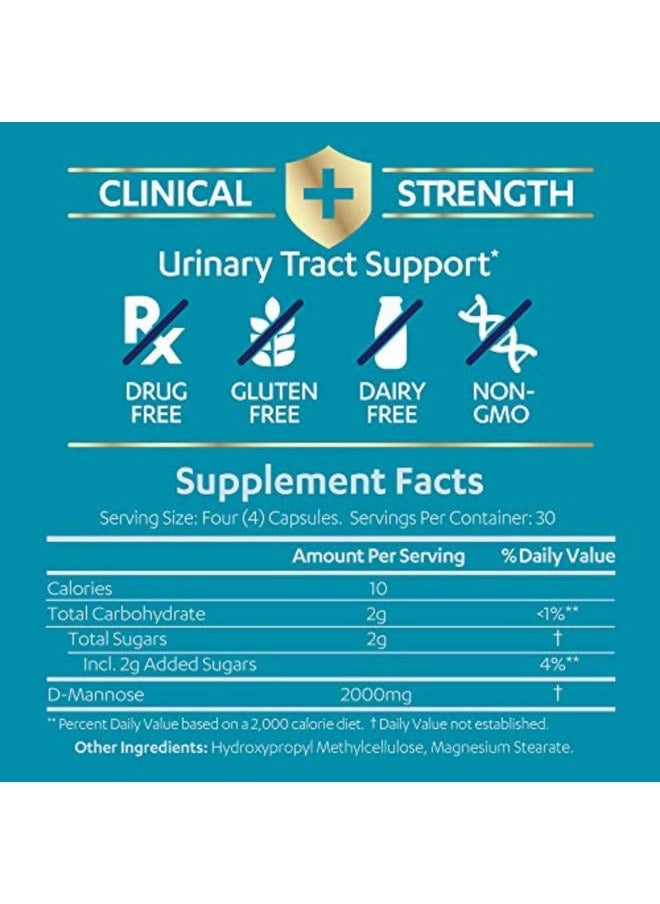 AZO D Mannose Urinary Tract Health, Cleanse, Flush & Protect The Urinary Tract, No.1 Pharmacist Recommended Brand, Clinical Strength, Non-GMO, 120 Count  - Image 2