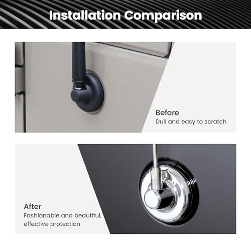 Anina Antenna Base Cover for Jeep Wrangler JU JK Unlimited 2007 2008 2009 2010 2011 2012 2013 2014 2015 2016 2017 2018 2019, Car Aerial Mount Cover Decoration Trim (Silver) - Image 3