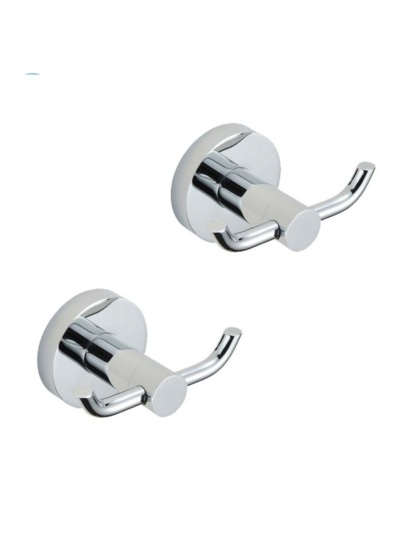 Loquat Stainless Steel Chromed Two-Piece Double Coat Hook Set 