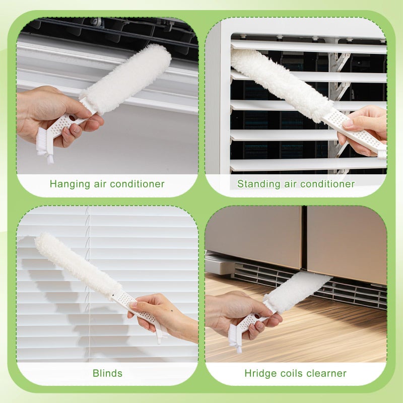 Qinyoung Air Conditioner Cleaner Set Mini Split Cleaning Kit Under Fridge Cleaning Tool Window Unit Kit with 5 Replaceable Brush Clothes for Refrigerator Air Conditioner, No Disassembly Furniture Appliances - Image 5