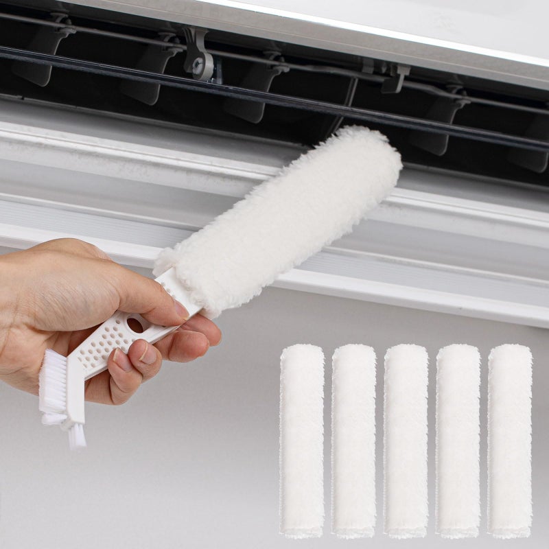 Qinyoung Air Conditioner Cleaner Set Mini Split Cleaning Kit Under Fridge Cleaning Tool Window Unit Kit with 5 Replaceable Brush Clothes for Refrigerator Air Conditioner, No Disassembly Furniture Appliances - Image 2
