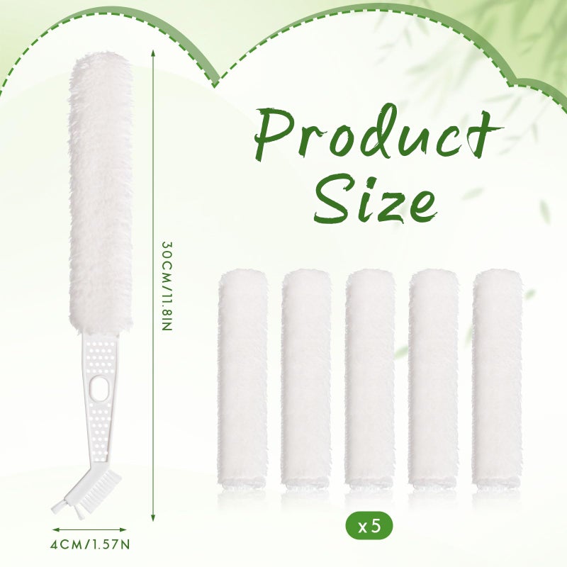 Qinyoung Air Conditioner Cleaner Set Mini Split Cleaning Kit Under Fridge Cleaning Tool Window Unit Kit with 5 Replaceable Brush Clothes for Refrigerator Air Conditioner, No Disassembly Furniture Appliances - Image 3