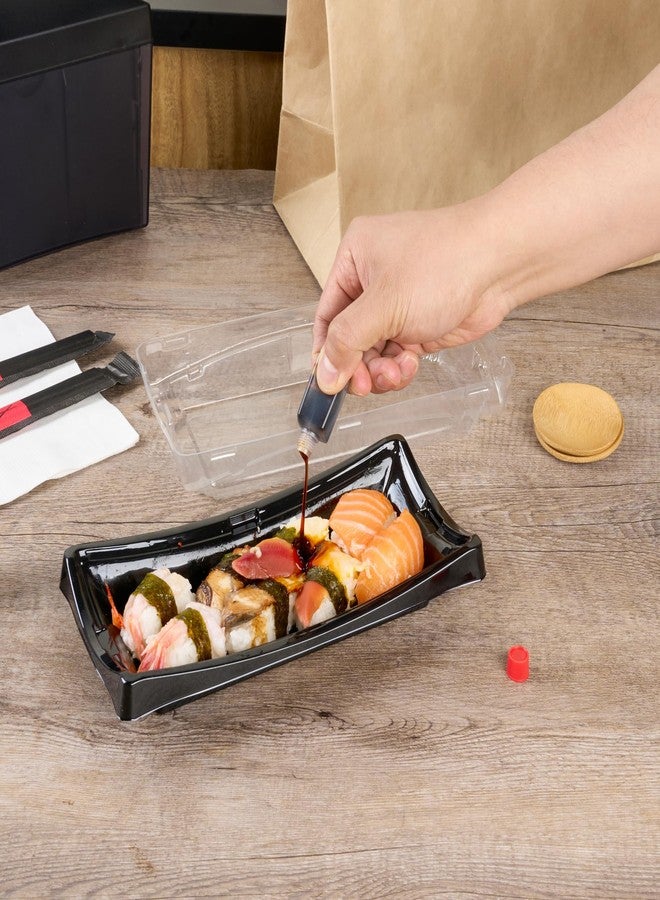 Restaurantware زجاجات صلصة الصويا الصغيرة 15 مل من رستورانت وير - 100 زجاجة توابل صغيرة قابلة للتصرف مع أغطية حمراء - عبوة لتتبيل، خل أو صلصة، زجاجات بلاستيكية شفافة قابلة للضغط، للتوصيل - Image 5