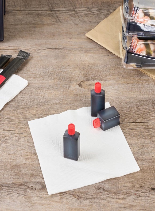 Restaurantware زجاجات صلصة الصويا الصغيرة 15 مل من رستورانت وير - 100 زجاجة توابل صغيرة قابلة للتصرف مع أغطية حمراء - عبوة لتتبيل، خل أو صلصة، زجاجات بلاستيكية شفافة قابلة للضغط، للتوصيل - Image 3