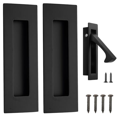 Malimali 6 Inch Recessed Finger Flush Pulls for Pocket Door Closet Door Sliding Barn Door Handle Matte Black Stainless Steel Rectangular Door Edge Pulls Hardware3 Pack A - Image 1