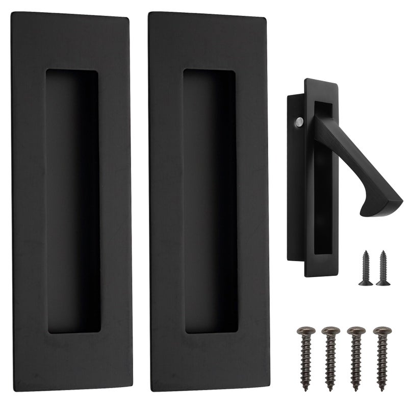 Malimali 6 Inch Recessed Finger Flush Pulls for Pocket Door Closet Door Sliding Barn Door Handle Matte Black Stainless Steel Rectangular Door Edge Pulls Hardware3 Pack A - Image 2
