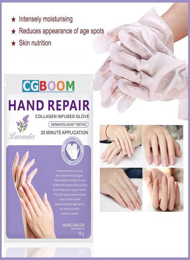 CGBOOM 3 Pairs Hand Masks Moisturizing Gloves, Hand Skin Repair Renew Mask Infused Collagen, Vitamins + Natural Plant Extracts for Dry, Aging, Cracked Hands (Lavender) - Image 2