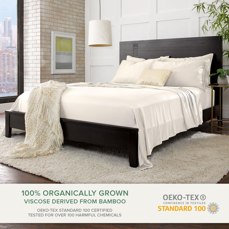 Pure Bamboo Queen Sheets by Pure Bamboo  Genuine 100% Organic Viscose Derived from Bamboo Bed Sheet Set  Luxuriously Soft & Cooling  Double Stitching  Lifetime Quality Promise (Queen  Ivory)  - Image 2