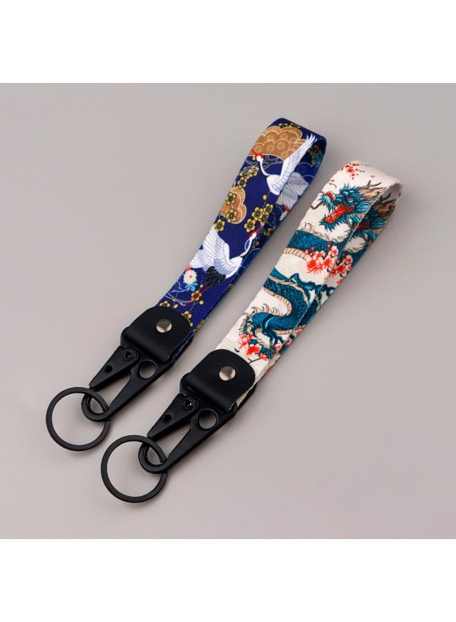 Generic Van Gogh Keychain For Women Men Starry Sky Short Wrist Straps Japanese Waves Car Key Ring Backpack Pendant Jewelry Holiday Gifts-Color:4 - Image 5