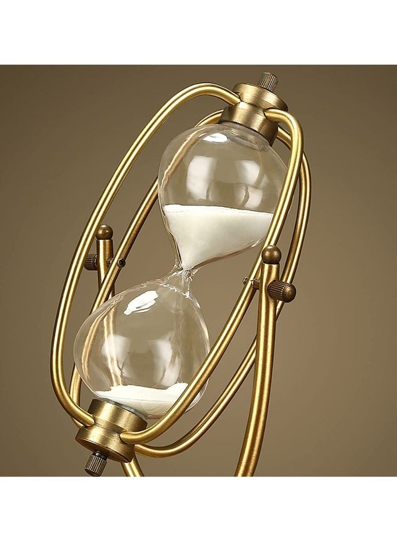 Rubik Sand Timer 15 Minutes Rotating Hourglass Creative Vintage Gift for Kitchen Home Office Decoration, Metal Hour Glass Sand Clock (15 min Gold) - Image 4