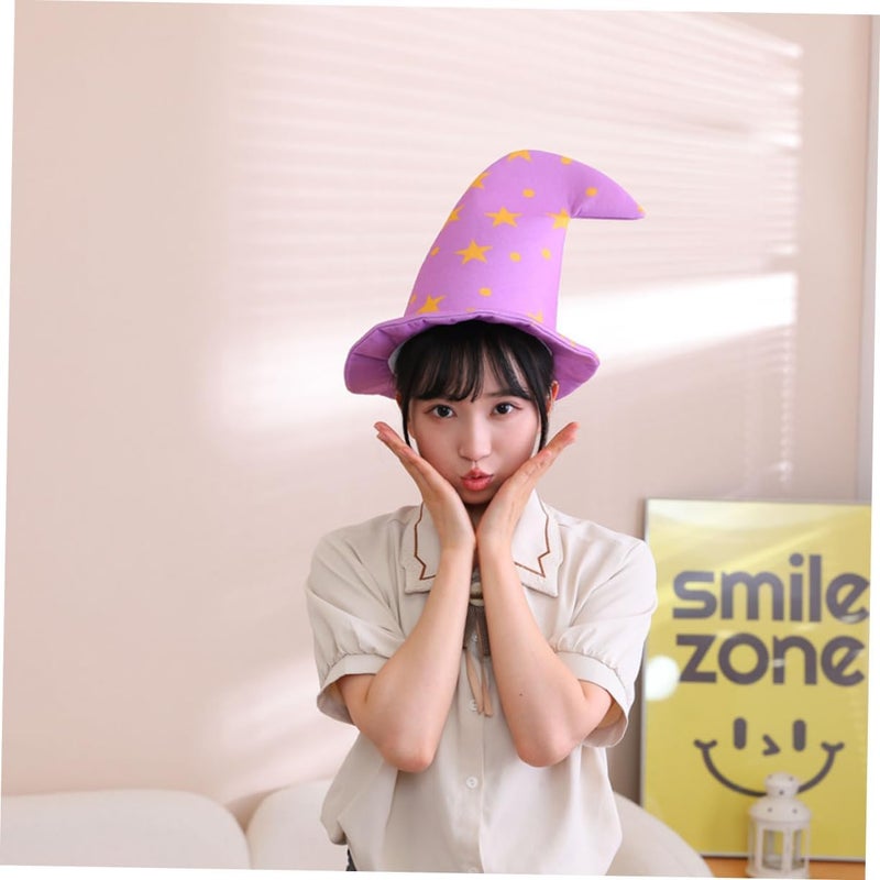 ABOOFAN Women Elegant Style Wide Brim Witch Hat for Halloween Costume Party Lightweight Star Pattern Felt Accessory for Adults and Teens - Image 3