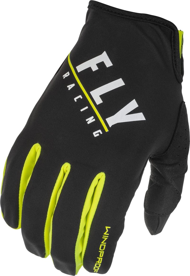 Fly Racing 2022 Adult Windproof Lite Gloves - Black/Hi-Vis, Medium - Image 1