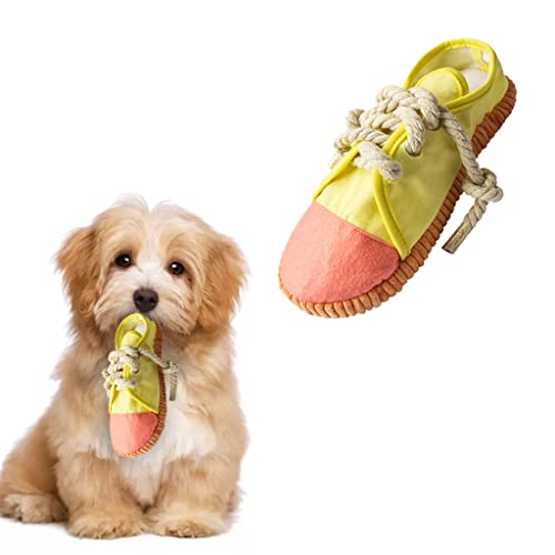 vocheer Dog Chew Toy Dog Toys to Keep Them Busy Durable Teething Shoe Interactive Squeaky Puppy ToySmallMedium Breze Machine WashableYellow - Image 1