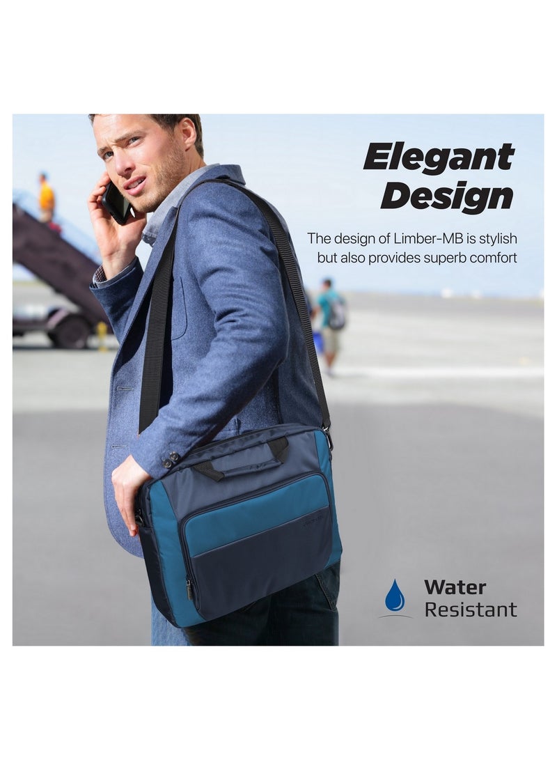 PROMATE Messenger Bag, Lightweight 15.6-Inch Laptop Bag With Secure Zippers, Water-Resistance, Luggage Belt, Front Pocket And Multiple Compartments Blue - Image 2
