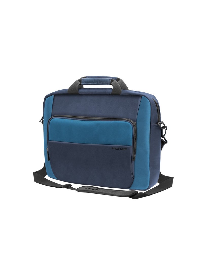 PROMATE Messenger Bag, Lightweight 15.6-Inch Laptop Bag With Secure Zippers, Water-Resistance, Luggage Belt, Front Pocket And Multiple Compartments Blue - Image 1