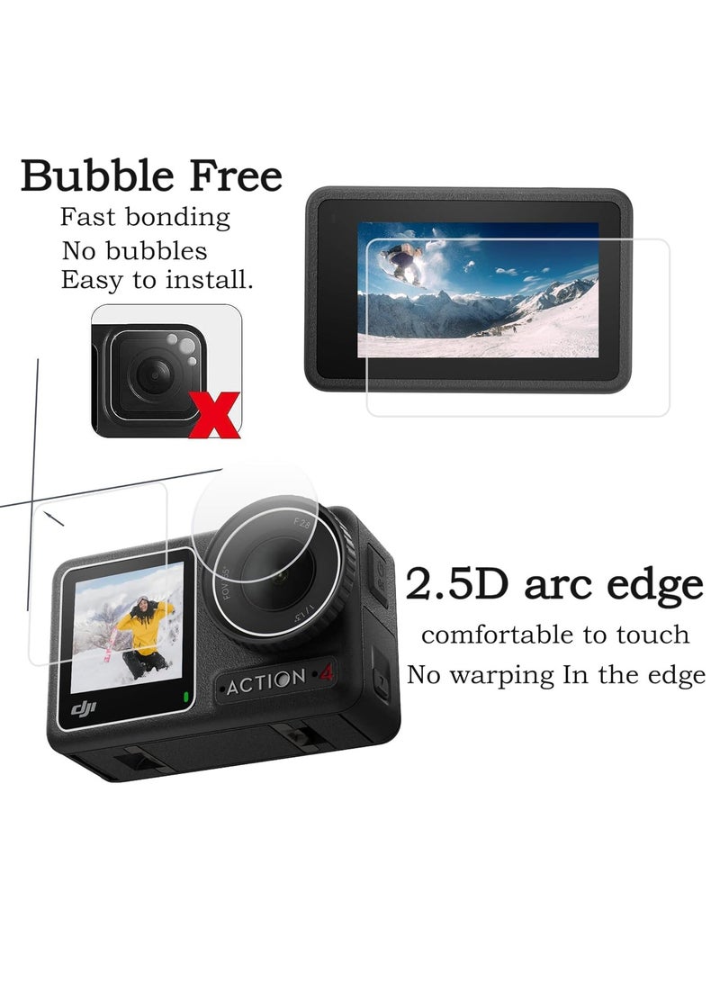 KASTWAVE Screen Protector for DJI OSMO Action 4 Camera - Includes Tempered Glass LCD Display Film, Lens Protector, and Silicone Lens Cap Cover, 0.3mm 9H Hardness Anti-Scratch Anti-Bubble (6+2 Pack) - Image 4