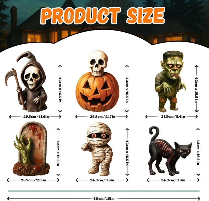 ComboJoy 6 Pack Halloween Yard Signs, Large Halloween Yard Decorations with Stakes, Waterproof Scary Outdoor Holiday Decor for Yard Lawn Garden, 16” Big Size - Image 2