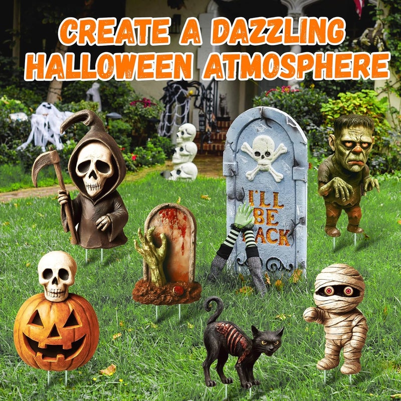 ComboJoy 6 Pack Halloween Yard Signs, Large Halloween Yard Decorations with Stakes, Waterproof Scary Outdoor Holiday Decor for Yard Lawn Garden, 16” Big Size - Image 5
