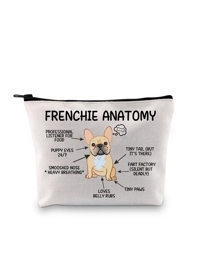 XYANFA - Frenchie Anatomy French Bulldog Makeup Bag French Bulldog Lover Gift Frenchie Mom Frenchie Dog Cosmetic Bag (FRENCHIE ANATOMY) - Image 1