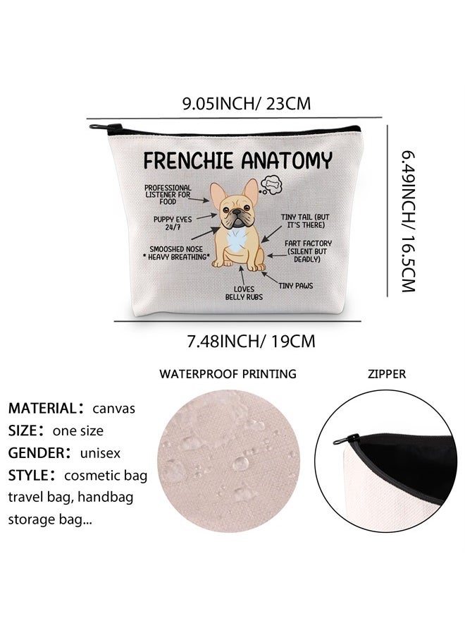 XYANFA - Frenchie Anatomy French Bulldog Makeup Bag French Bulldog Lover Gift Frenchie Mom Frenchie Dog Cosmetic Bag (FRENCHIE ANATOMY) - Image 1