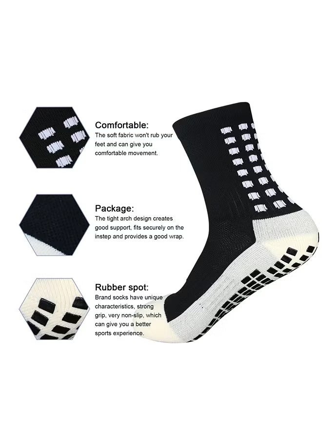 6Pair black  Men's Soccer Socks Anti Slip Non Slip Grip Pads for Football Basketball Sports Grip Socks  - Image 2