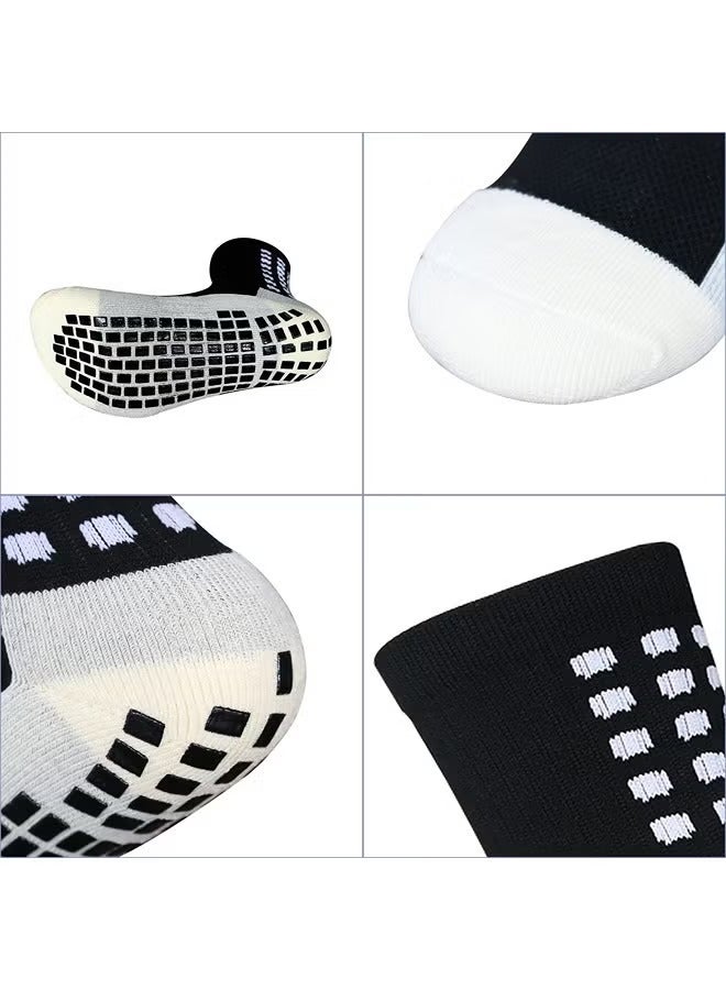 6Pair black  Men's Soccer Socks Anti Slip Non Slip Grip Pads for Football Basketball Sports Grip Socks  - Image 3