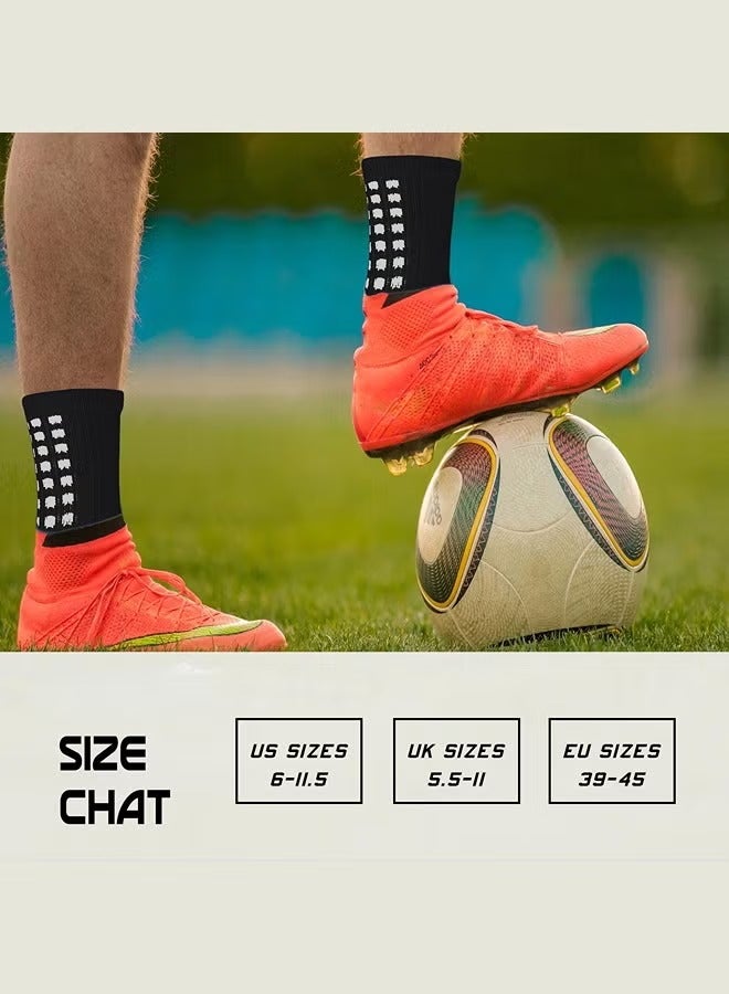 6Pair black  Men's Soccer Socks Anti Slip Non Slip Grip Pads for Football Basketball Sports Grip Socks  - Image 4