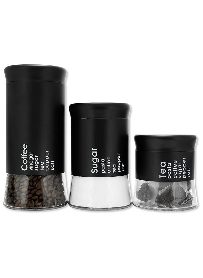3 Pieces Airtight Coffee Tea Sugar Jars Set - Image 2