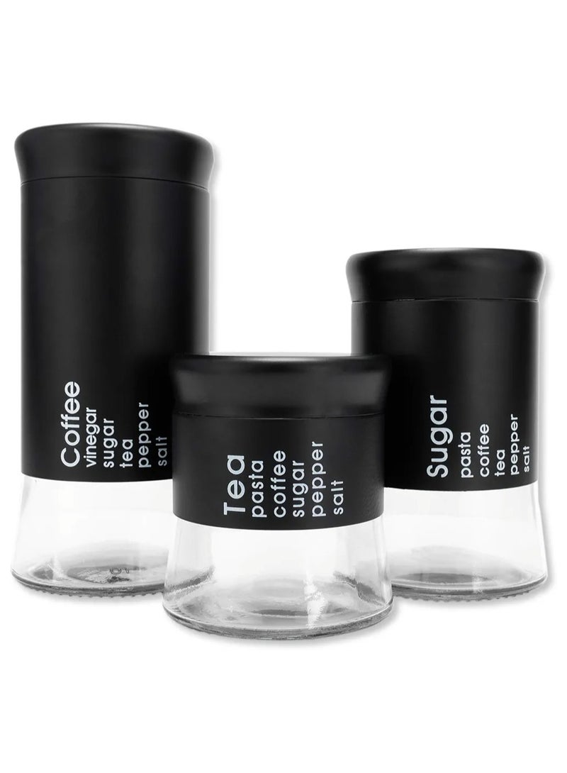 3 Pieces Airtight Coffee Tea Sugar Jars Set - Image 3