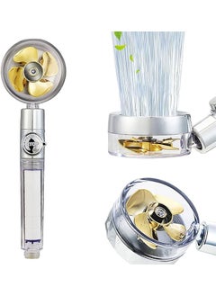 CLICKSWIFT High Pressure 360 Degrees Rotating Excellent For Low Water Pressure And Water Saving Propeller Driven Handheld Turbo Shower Head With Filter And Pause Switch 1 Pcs