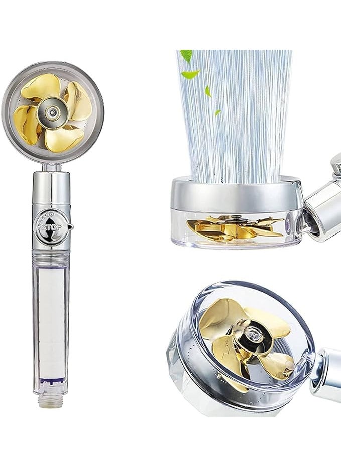 CLICKSWIFT CLICKSWIFT High Pressure 360 Degrees Rotating Excellent For Low Water Pressure And Water Saving Propeller Driven Handheld Turbo Shower Head With Filter And Pause Switch 1 Pcs  - Image 1