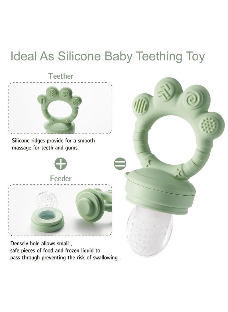 Bebiland Baby Fruit Feeder with Popsicle Mold, Teething Teethers for Babies 3-12 Months, Teething Toys for Babies Feeding Gift (Green) - Image 3