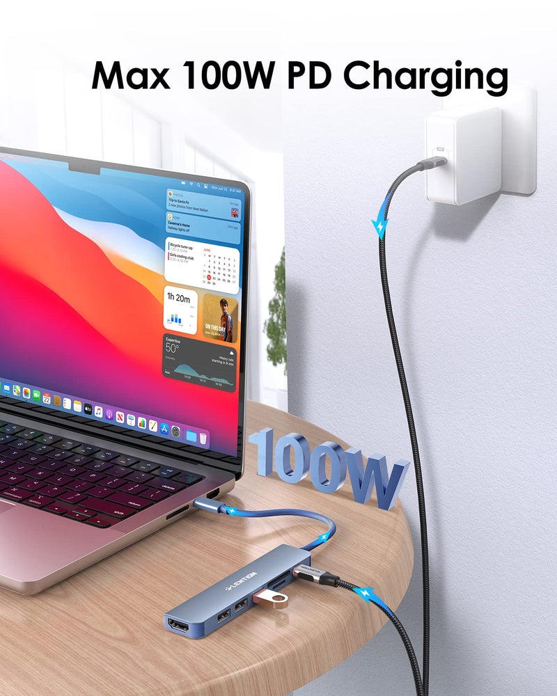 LENTION USB C Hub with 100W Charging, 4K HDMI, Dual Card Reader, USB 3.0 & 2.0 Compatible 2023-2016 MacBook Pro, New Mac Air/Surface, Chromebook, More, Stable Driver Adapter (CB-CE18,Blue) - Image 5